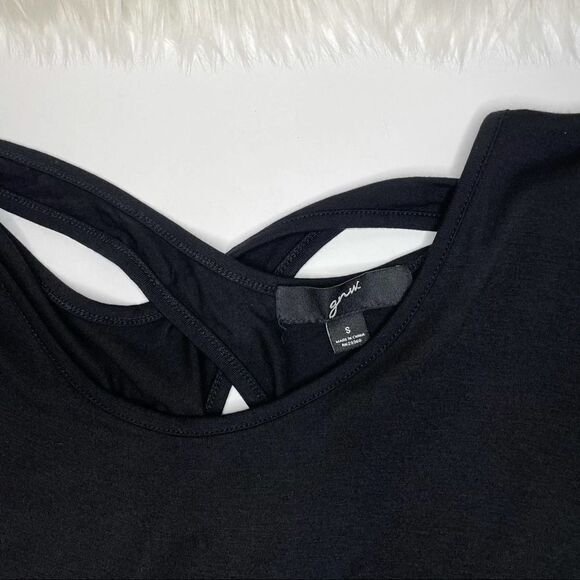 Black Jersey Knit Cross Back Dress Size Small - Picture 7 of 11